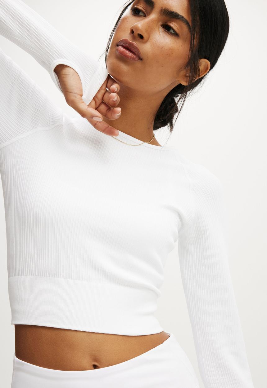 Cotton On - Seamless Long Sleeve Top - White