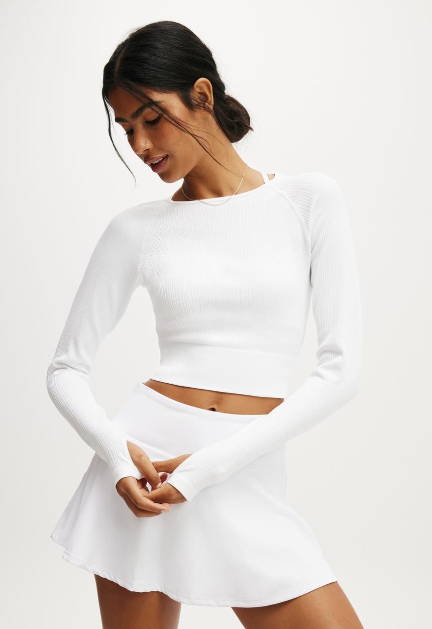 Cotton On - Seamless Long Sleeve Top - White