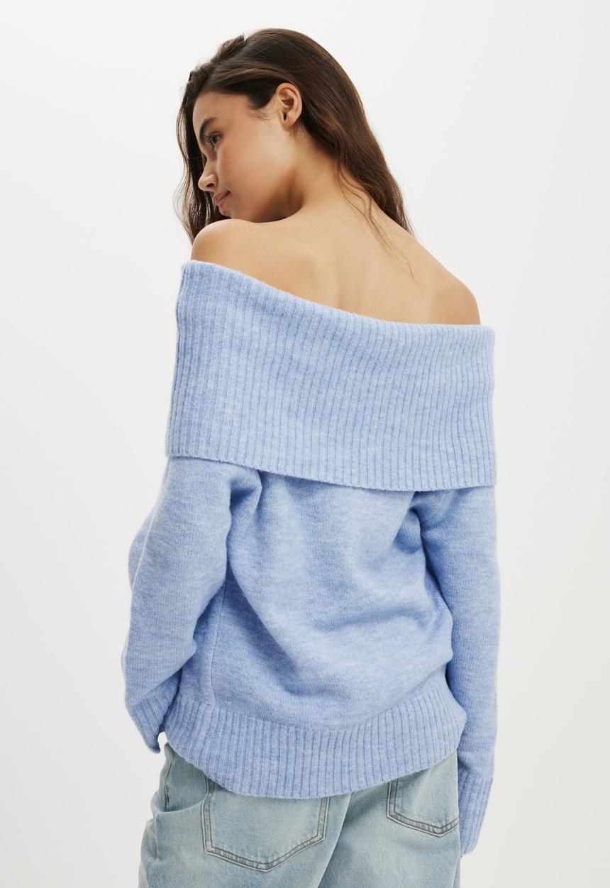 Cotton On - Luxe off shoulder pullover - dusk blue