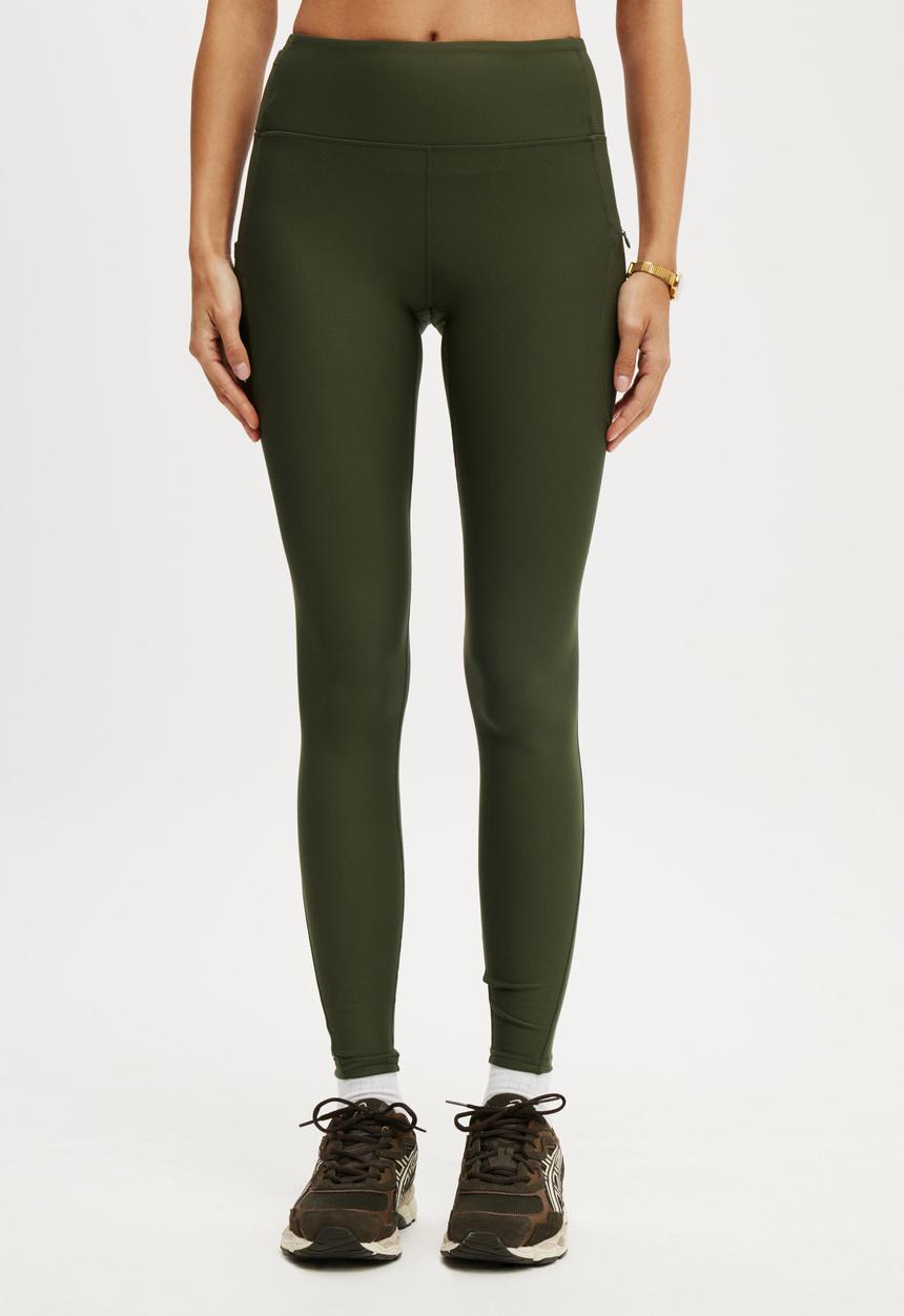 Cotton On - Fleece Lined Outdoor Full Length Tight - Forest Green