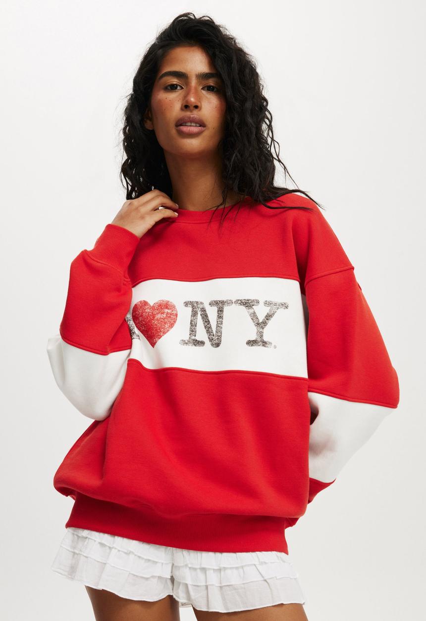Cotton On - Licensed graphic crew sweatshirt - lcn i love ny/red poppy