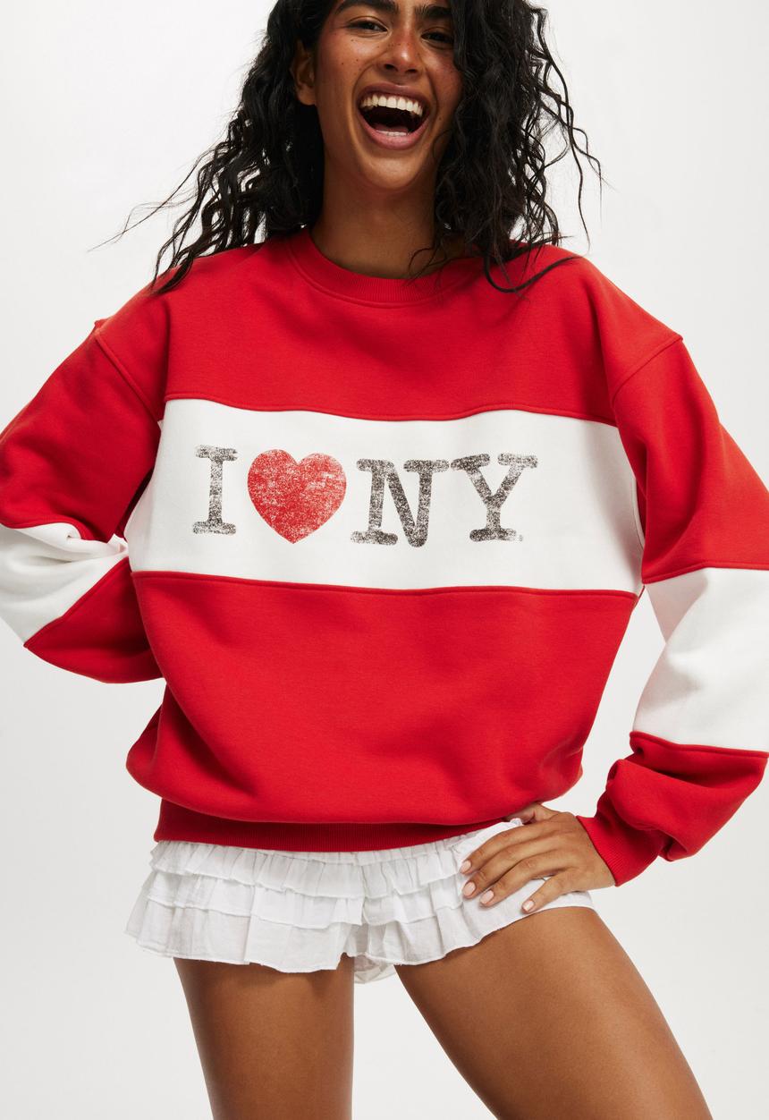 Cotton On - Licensed graphic crew sweatshirt - lcn i love ny/red poppy