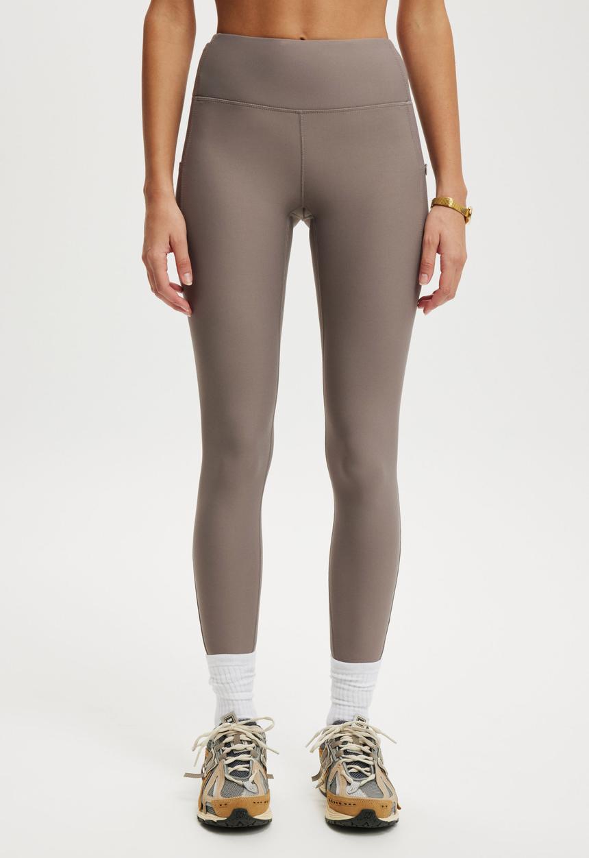Cotton On - Fleece Lined Outdoor Full Length Tight - Desert Grey