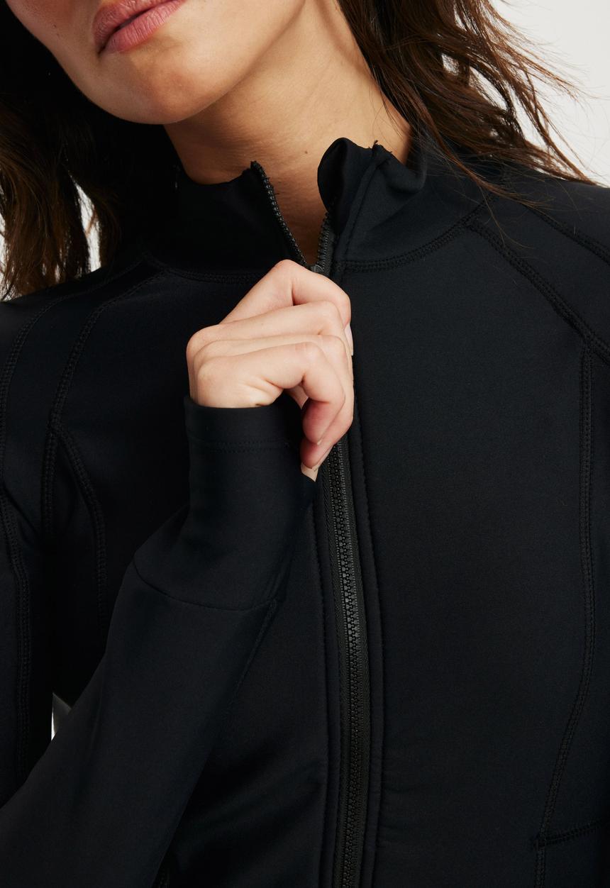 Cotton On - Fleece Lined Zip Thru Long Sleeve - Black