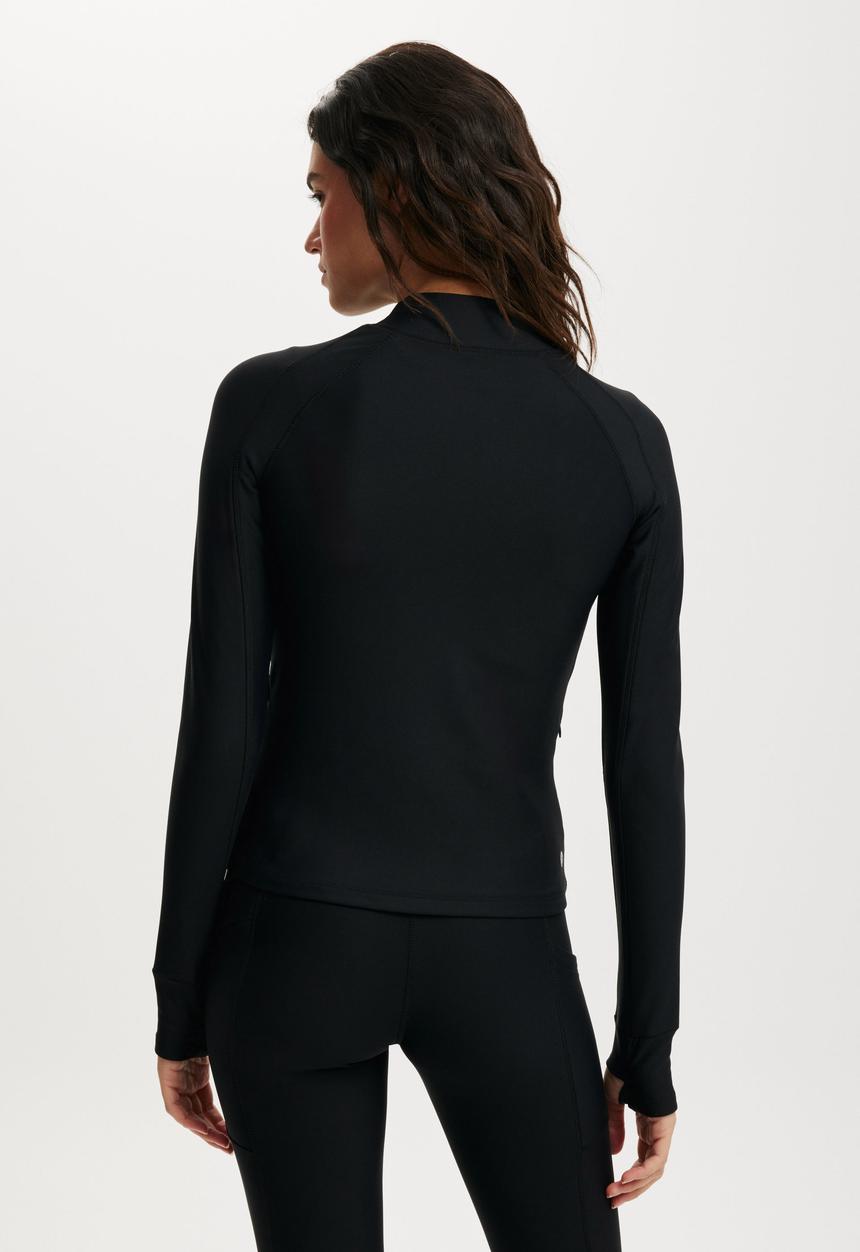 Cotton On - Fleece Lined Zip Thru Long Sleeve - Black