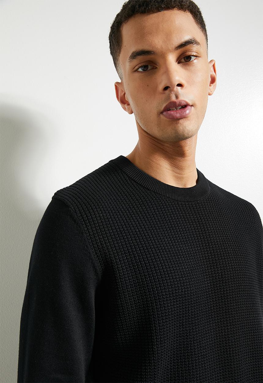 Ben Sherman - Textured Front Crew-Black