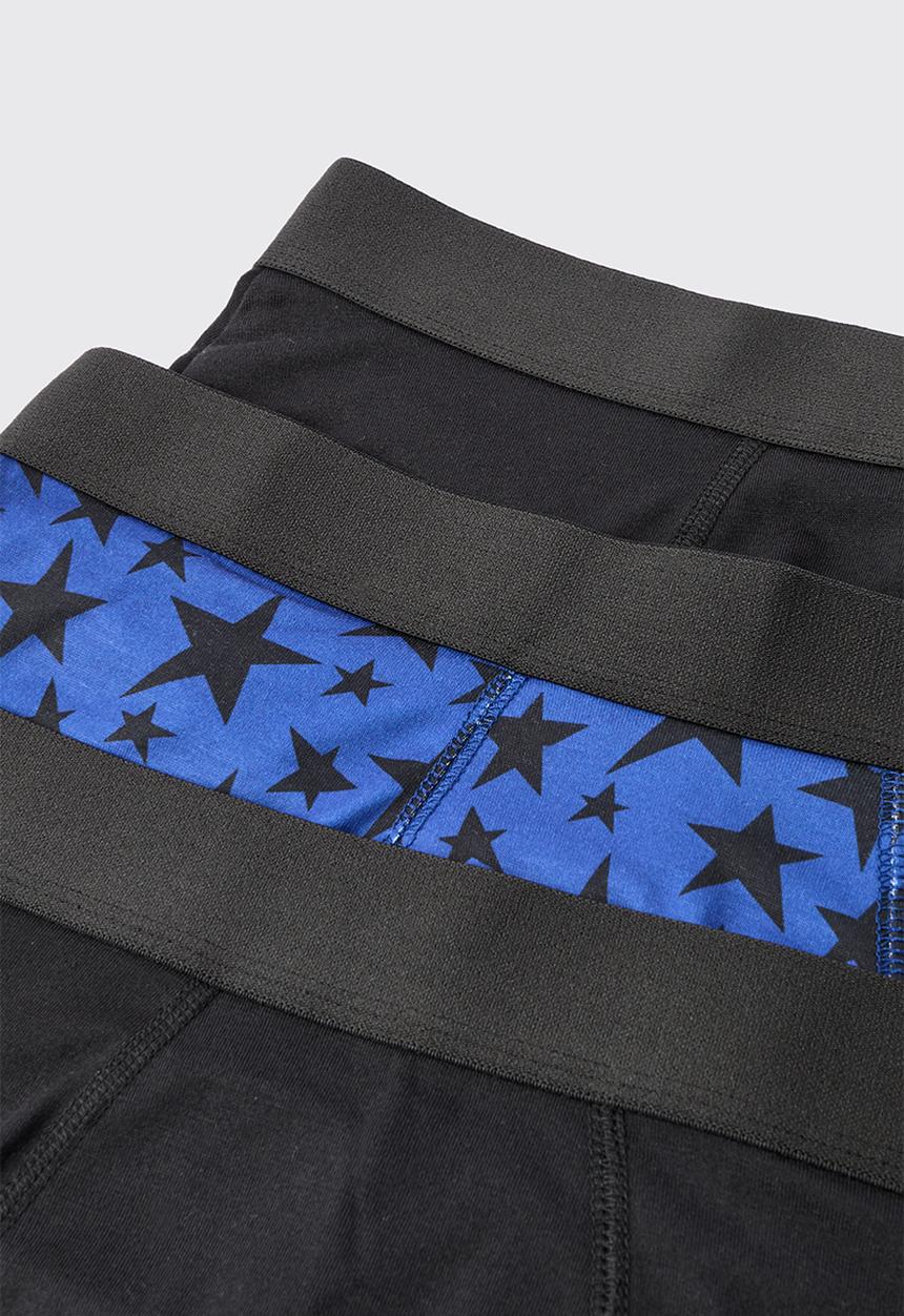 boohooMAN - 3 Pack Star Printed Boxers - Navy