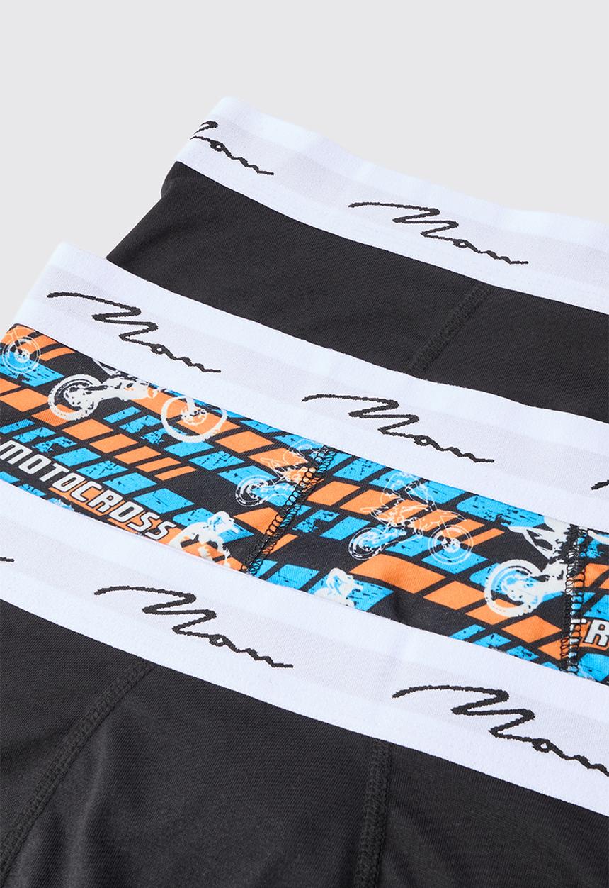 boohooMAN - 3 Pack Man Moto Cross Printed Boxers - Multi