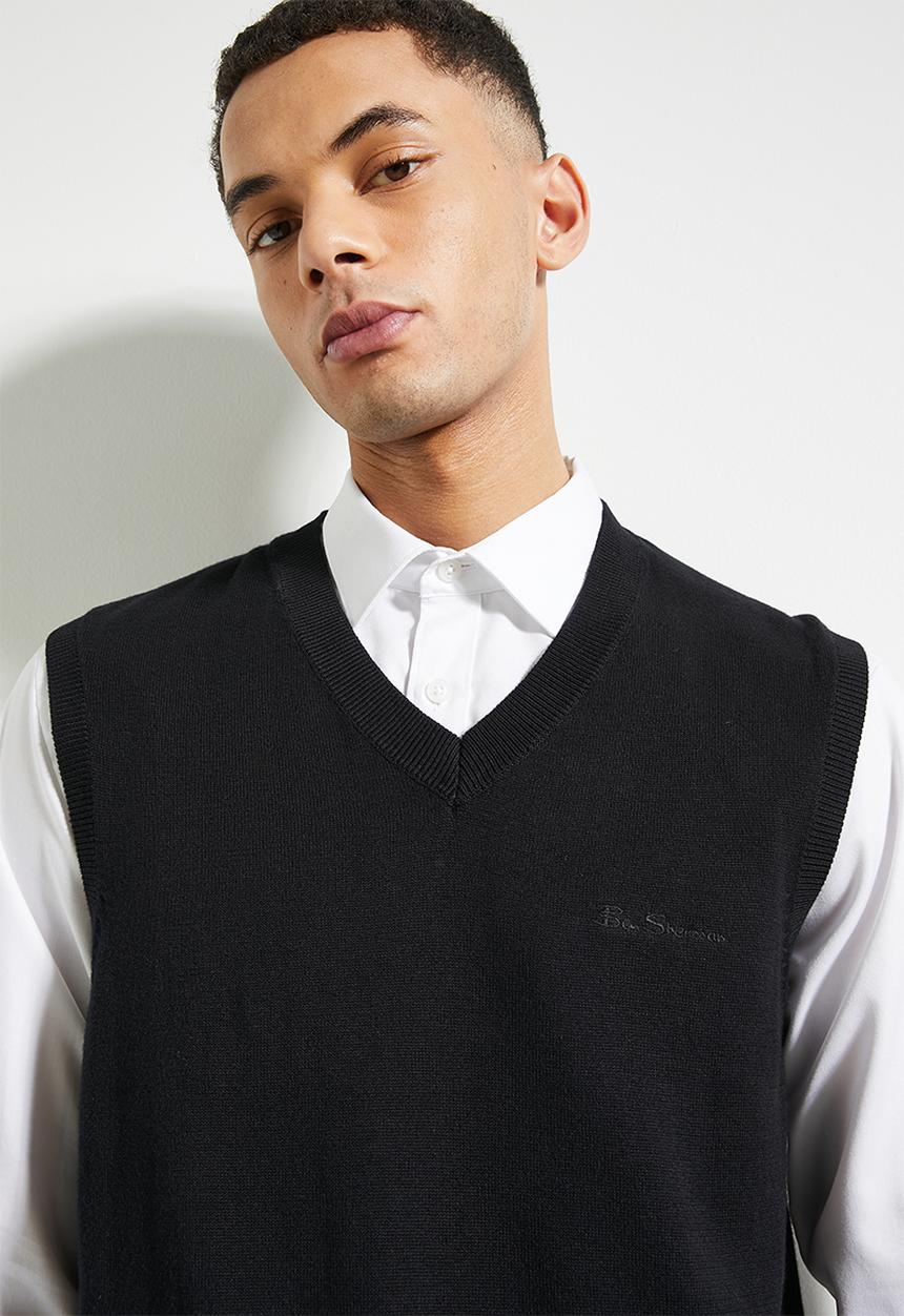 Ben Sherman - Pull Over Knit S/Less - Black