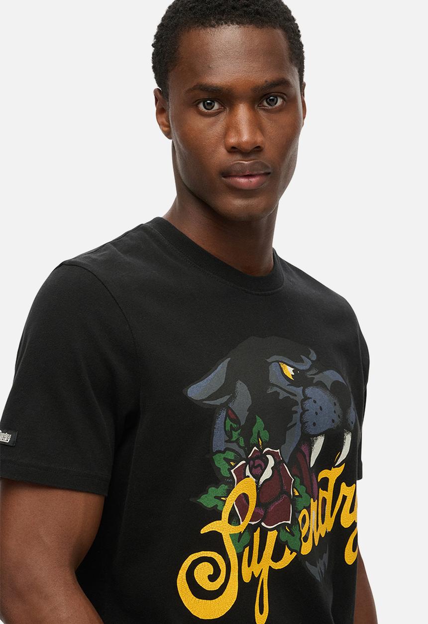 Superdry. - Tattoo Script T-Shirt - Washed Black