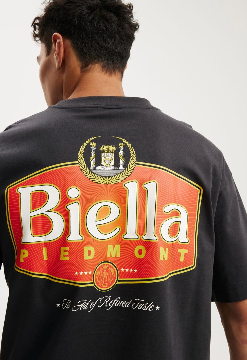 Cotton On - Box Fit Graphic T-Shirt - Washed Black/Biella Piedmont