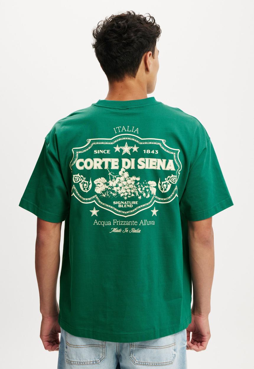 Cotton On - Box Fit Graphic T-Shirt - Emerald/Corte Di Siena