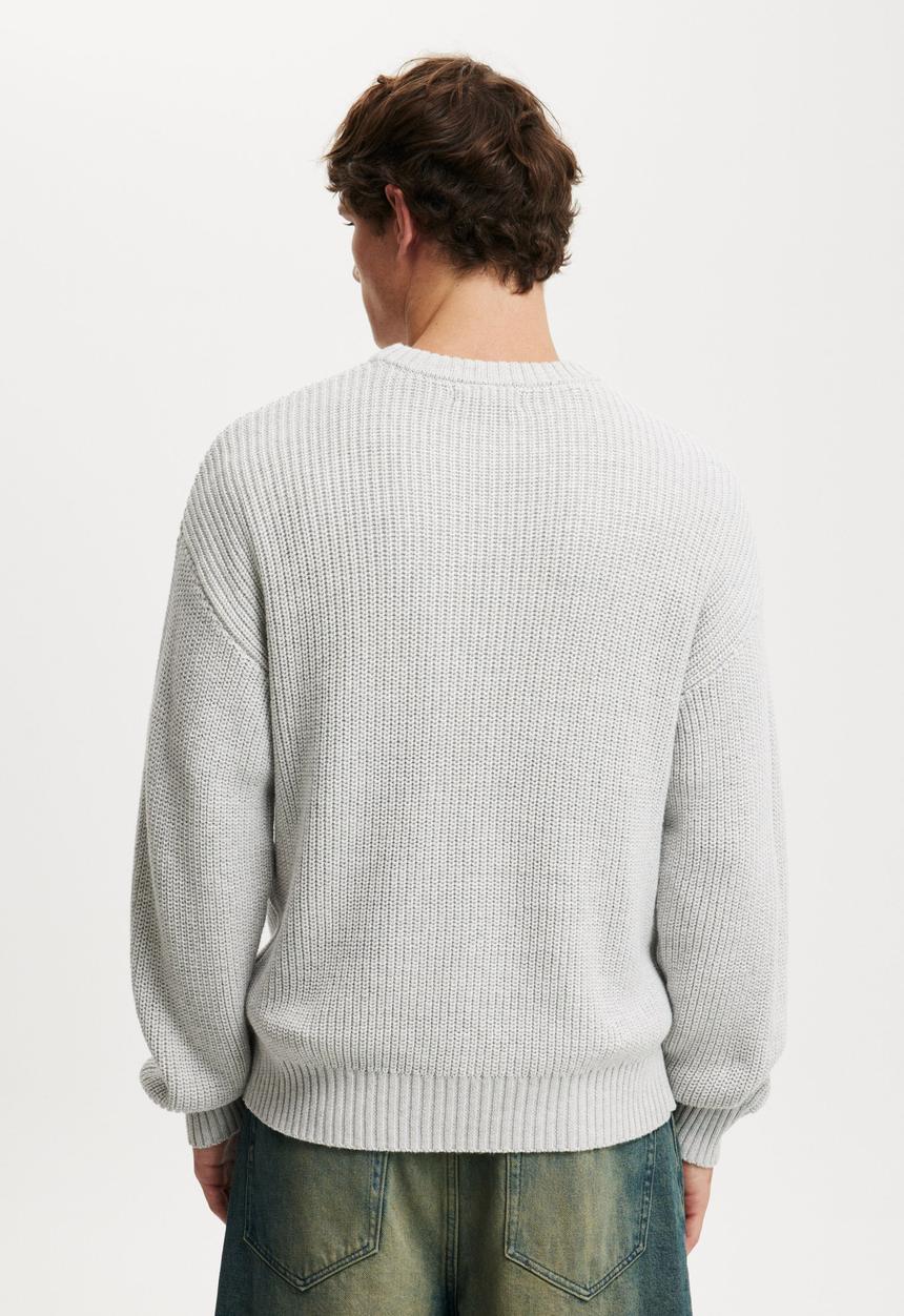 Cotton On - Box Fit Crew Knit - Grey