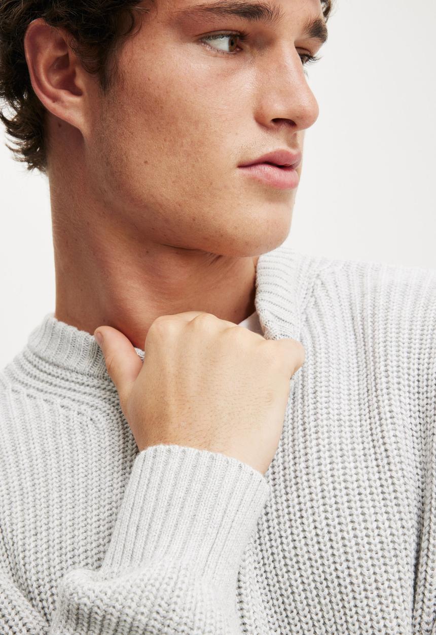 Cotton On - Box Fit Crew Knit - Grey
