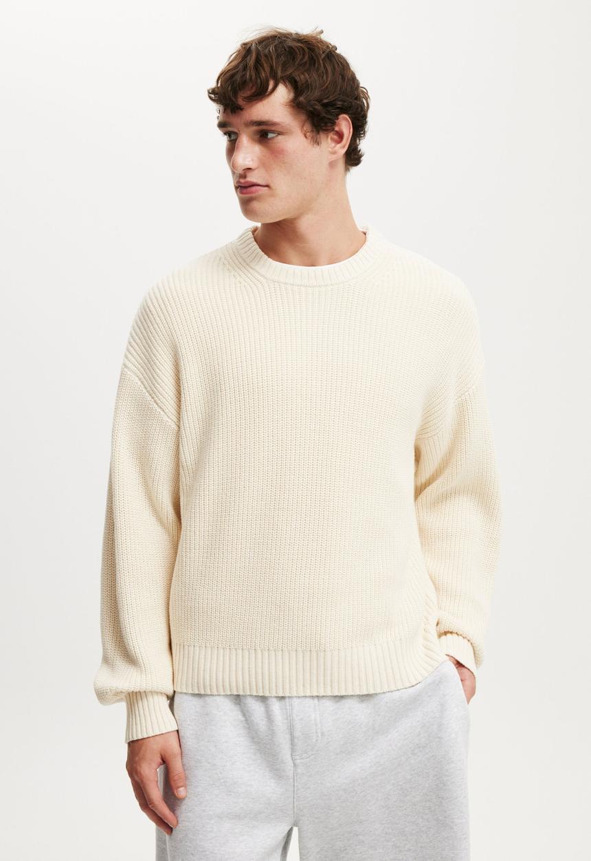 Cotton On - Box Fit Crew Knit - Butter