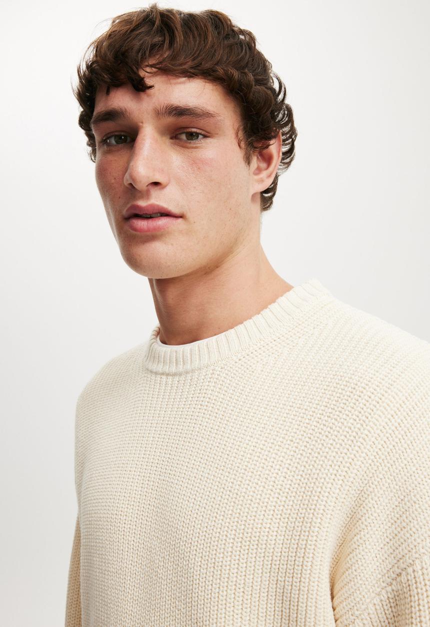 Cotton On - Box Fit Crew Knit - Butter