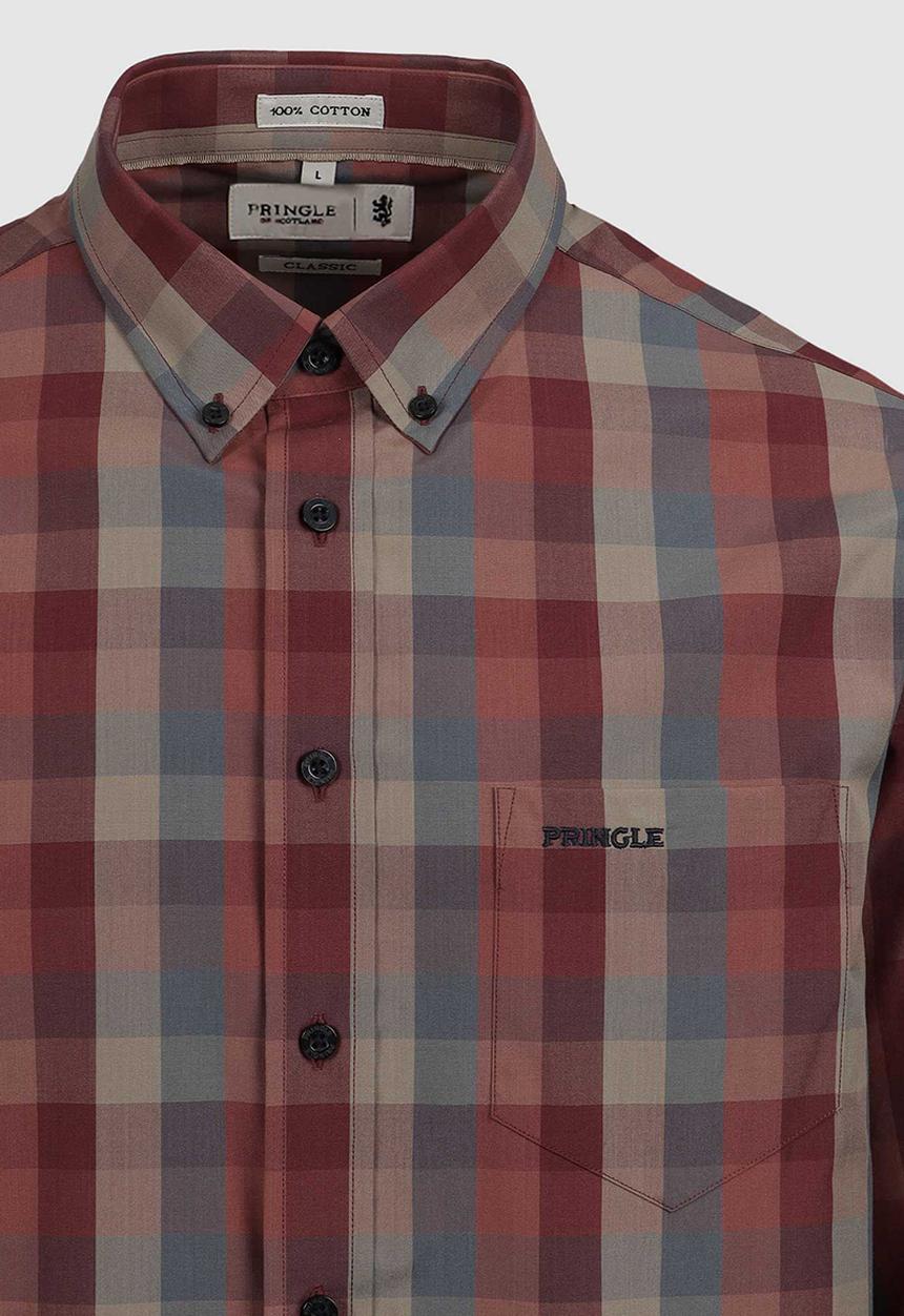 Pringle of Scotland - Nathan Pringle L/S Classic Shirt - Maroon