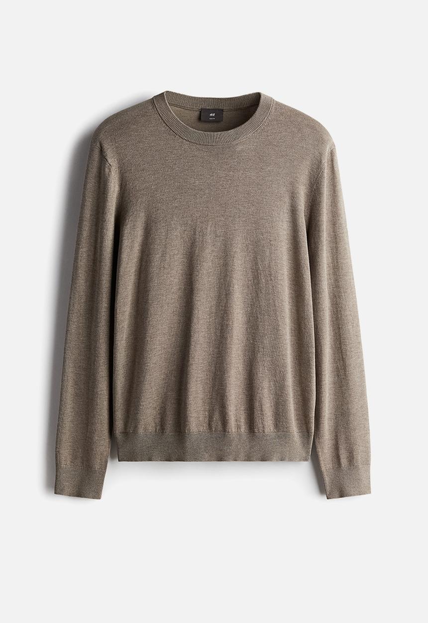 H&M - Slim fit fine-knit jumper - greige