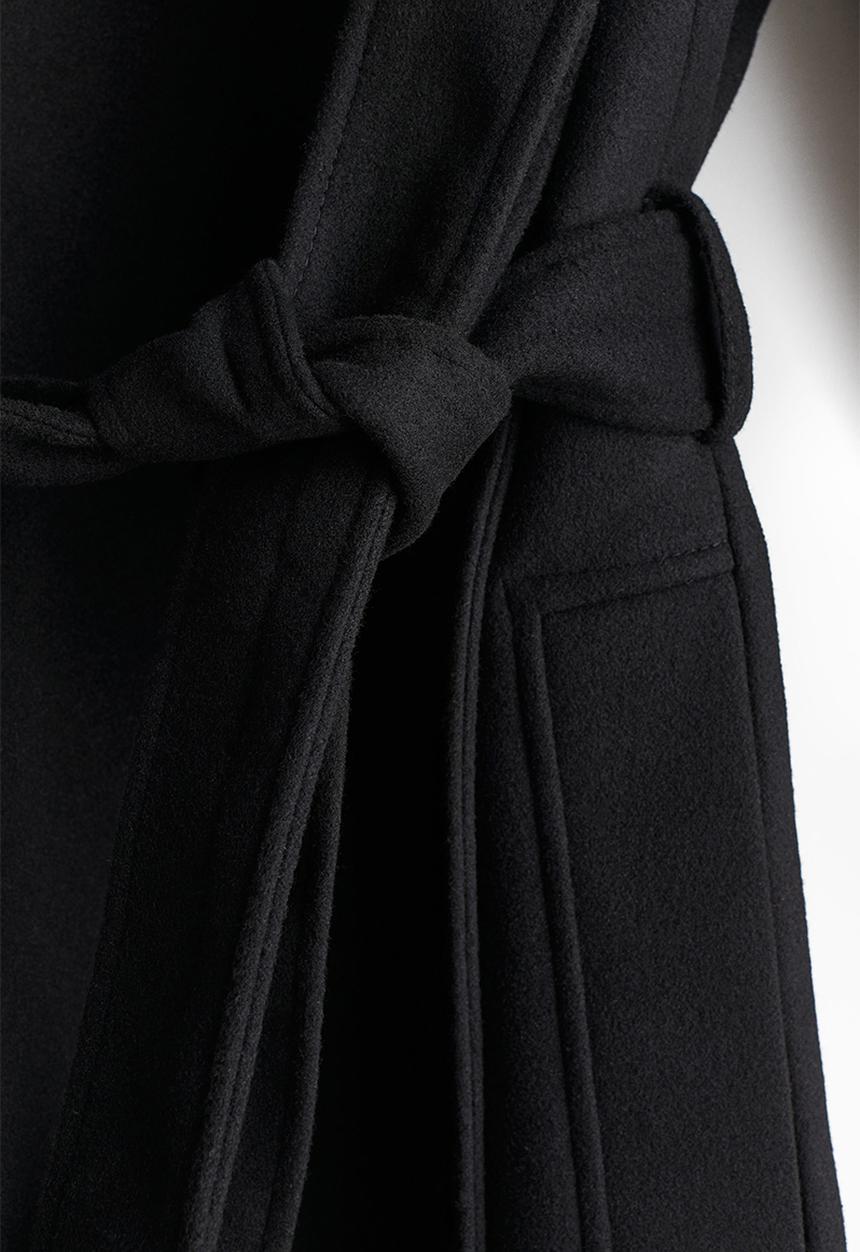 H&M - Tie-belt coat - black