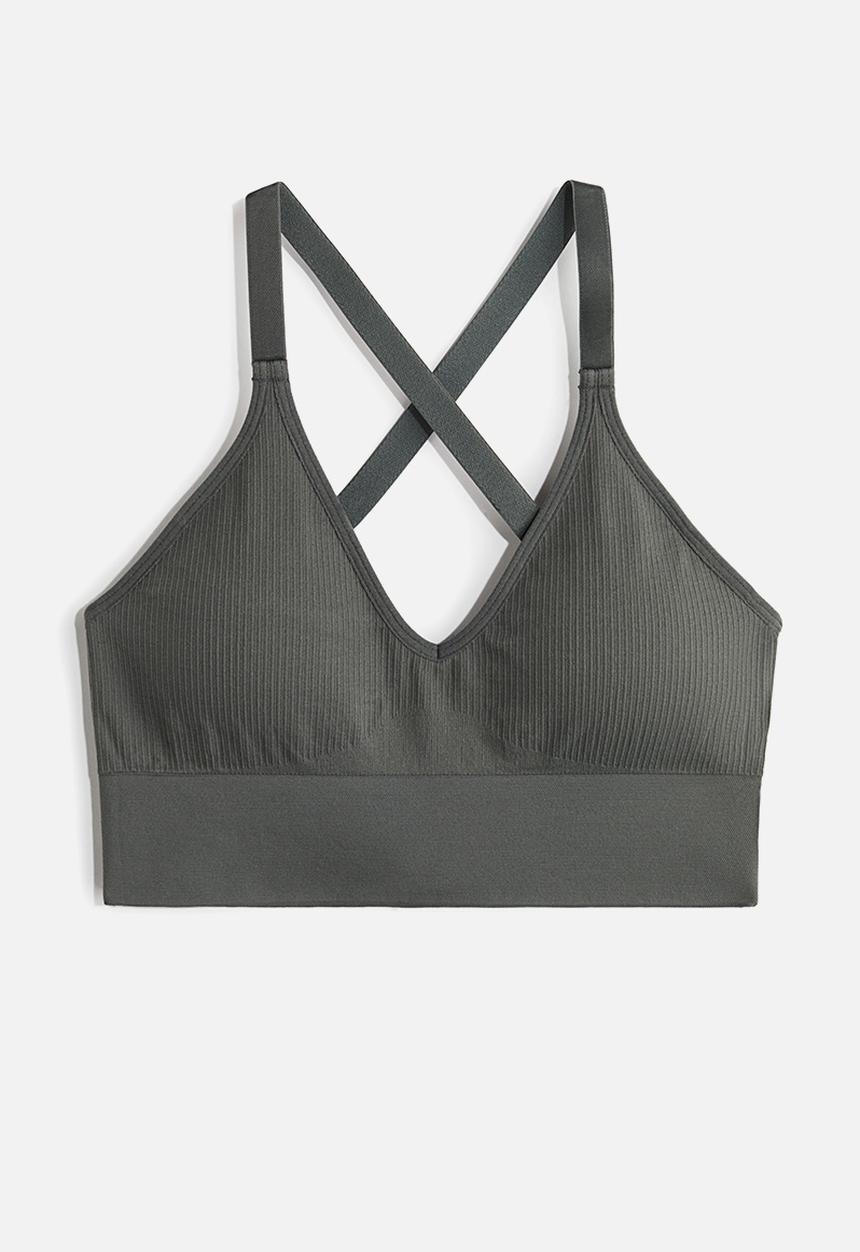 H&M - Seamless medium support sports bra with drymove™ - dark grey