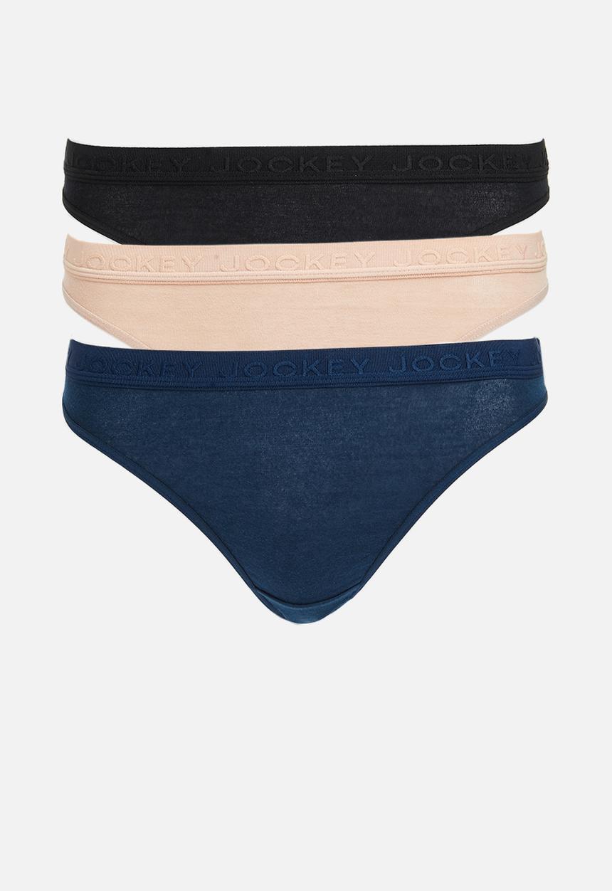 Jockey - 3 pack tonal elastic plain gstring - black/navy/taupe