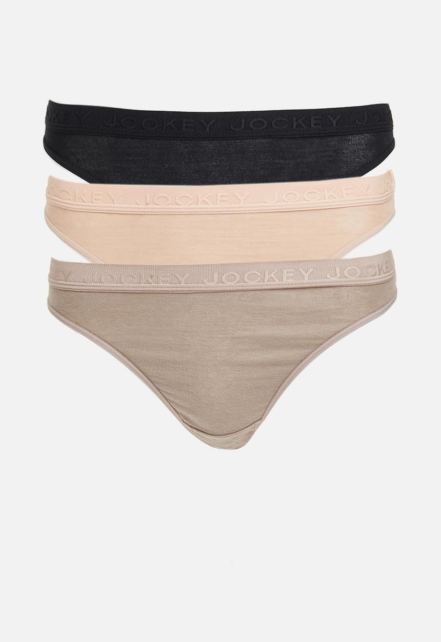 Jockey - 3 pack tonal elastic plain gstring - black/capp/taupe