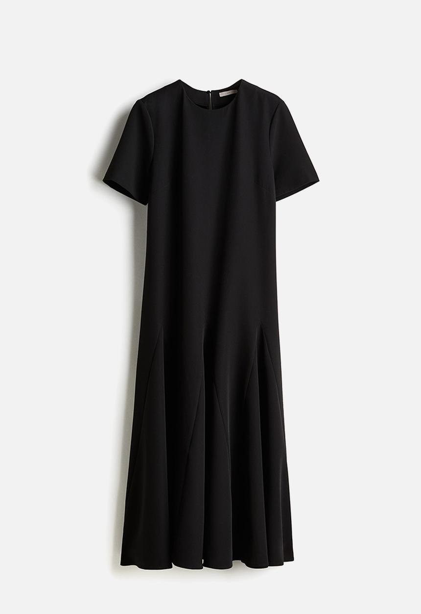 H&M - Flared-skirt twill dress - black