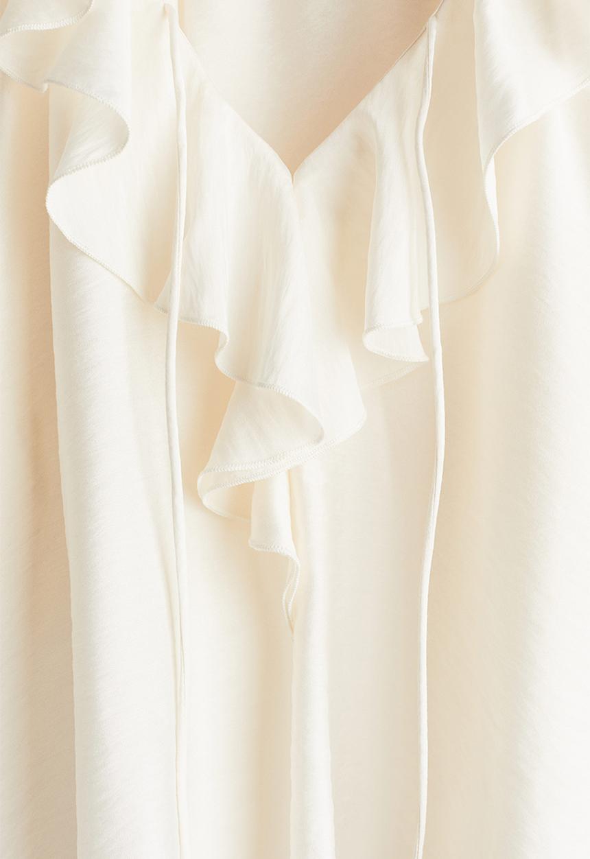 H&M - Flounce-trimmed blouse - cream