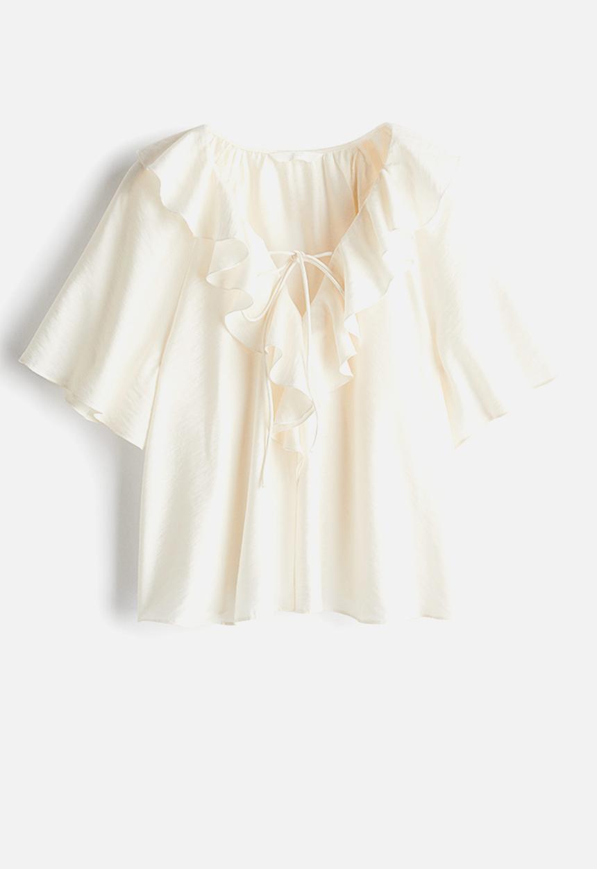 H&M - Flounce-trimmed blouse - cream