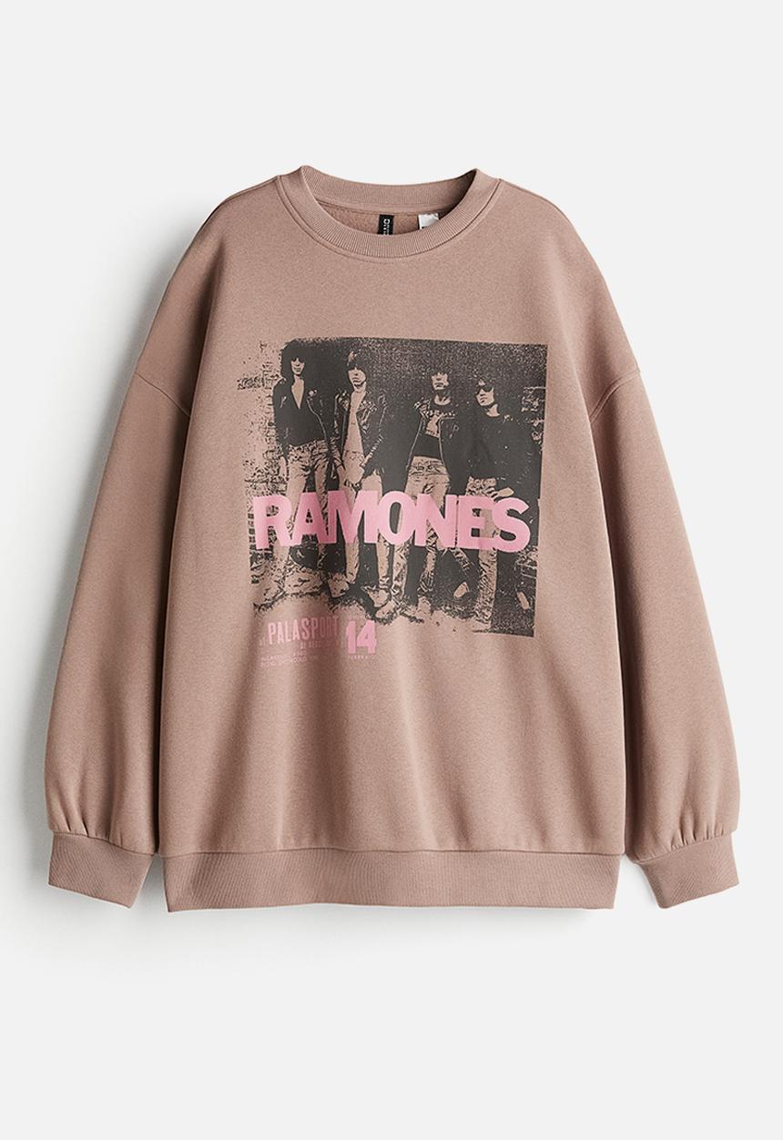 H&M - Oversized printed sweatshirt - greige ramones