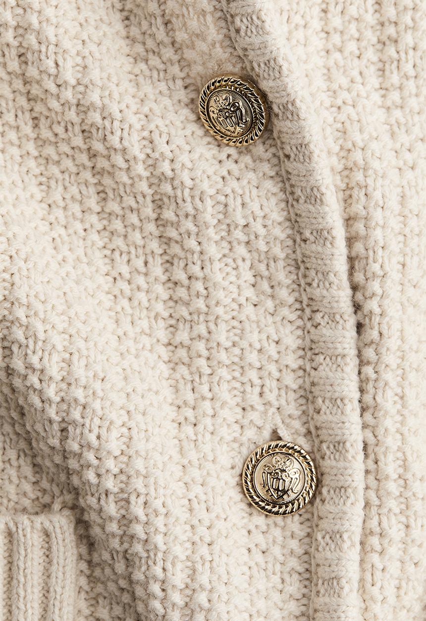 H&M - Moss-knit cardigan - light beige