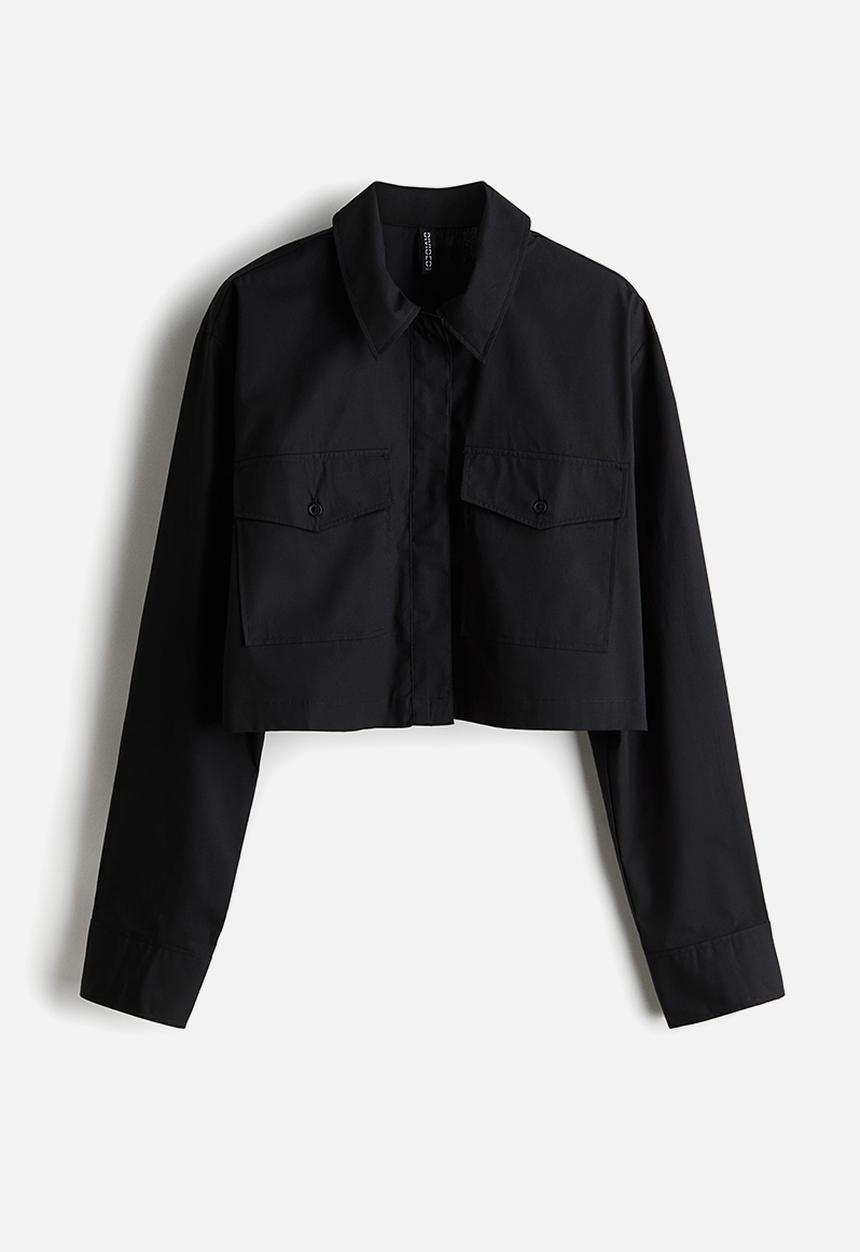 H&M - Cropped cargo shirt - black