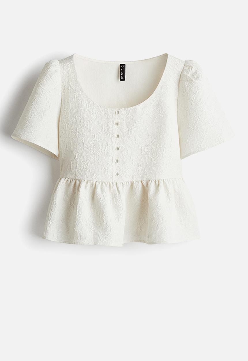 H&M - Peplum brocade blouse - cream