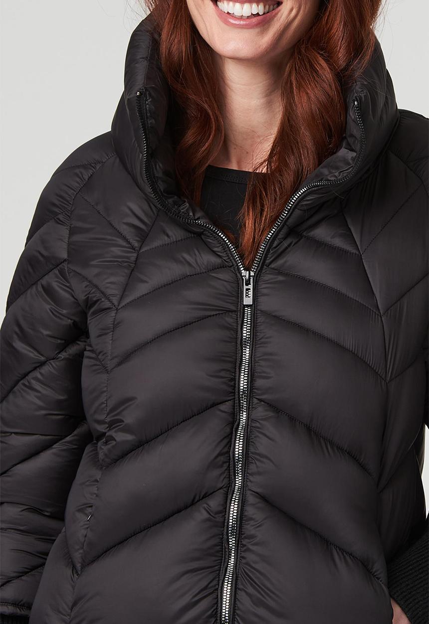 Stella Morgan - Chevron Puffer Coat - Black