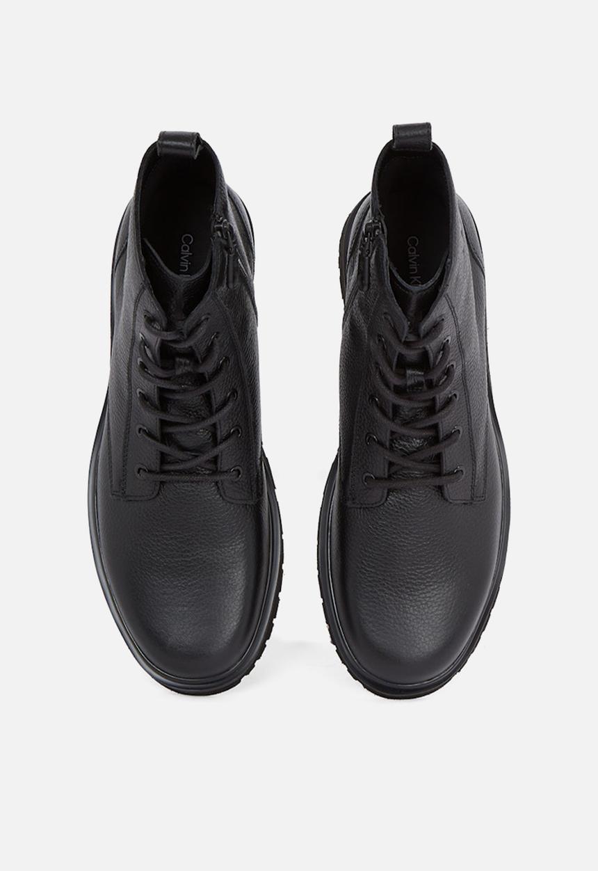 Calvin Klein - Eva Mid Lace-up Boot Tumbled - Black leather