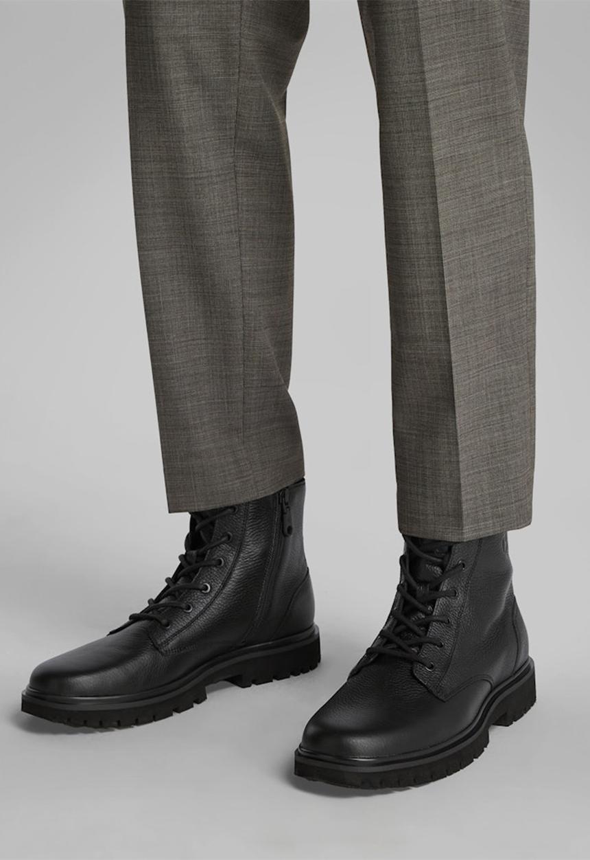 Calvin Klein - Eva Mid Lace-up Boot Tumbled - Black leather