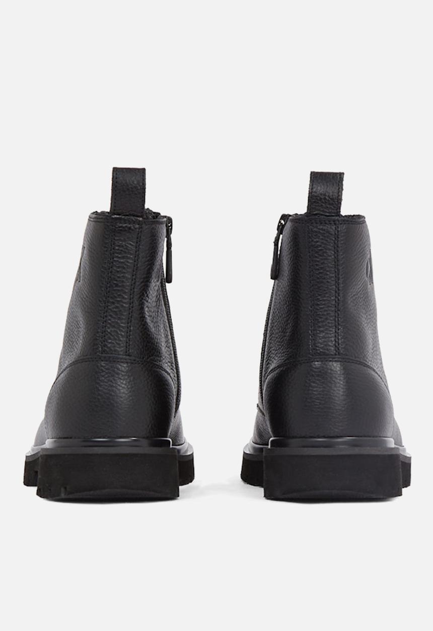 Calvin Klein - Eva Mid Lace-up Boot Tumbled - Black leather