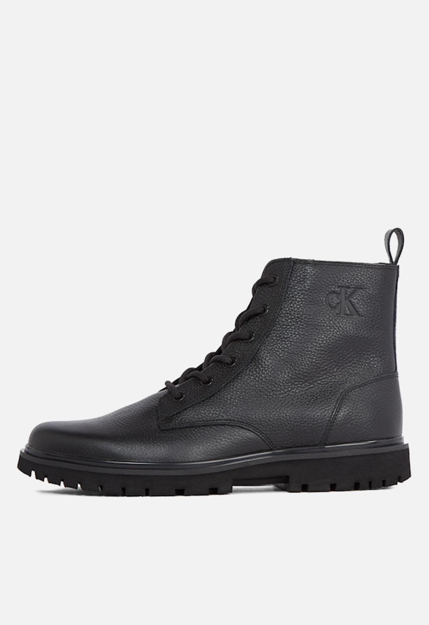 Calvin Klein - Eva Mid Lace-up Boot Tumbled - Black leather