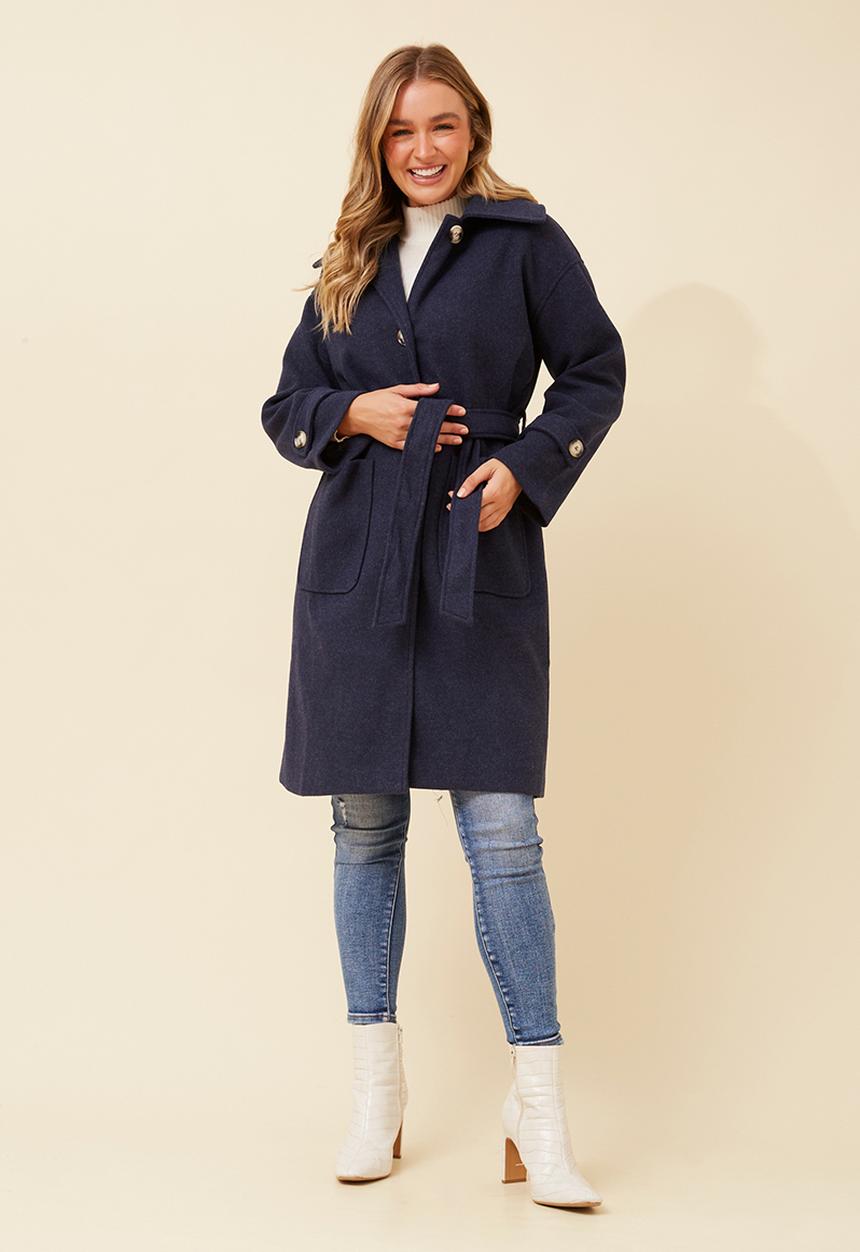 Stella Morgan - 4 Buttoned Melton Coat - Navy