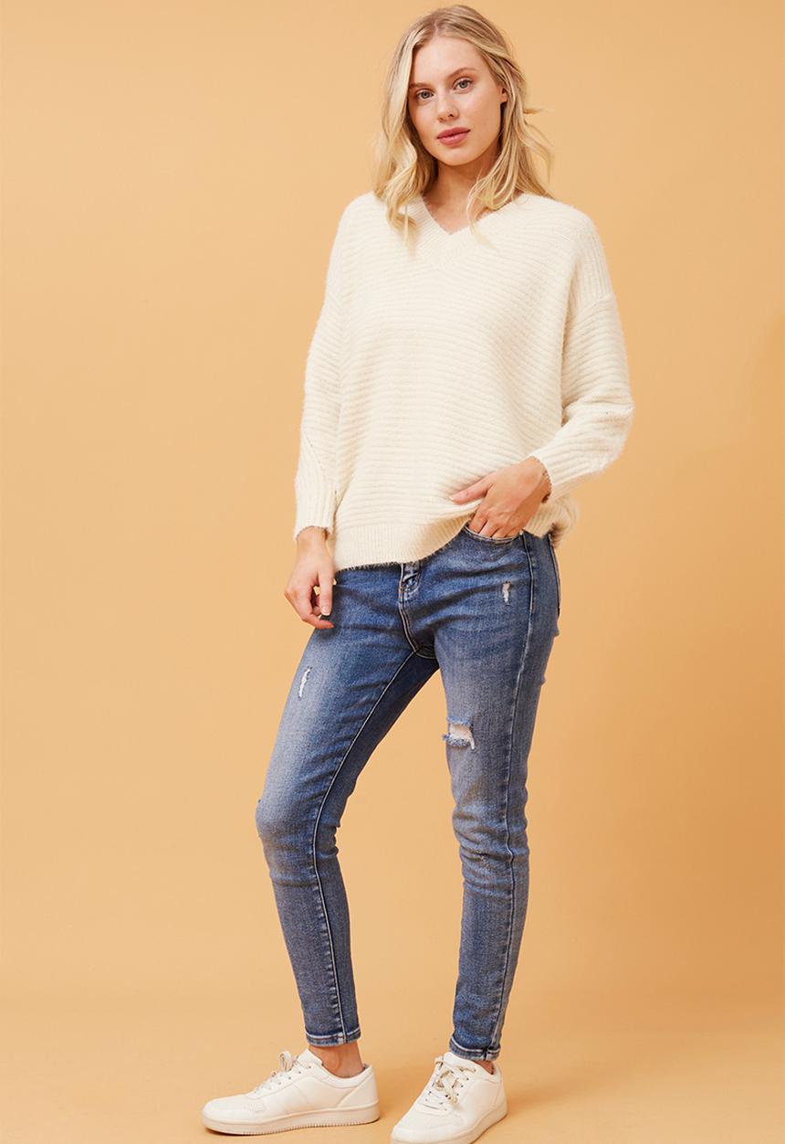 Stella Morgan - Fluffy Knit Jersey - Ivory