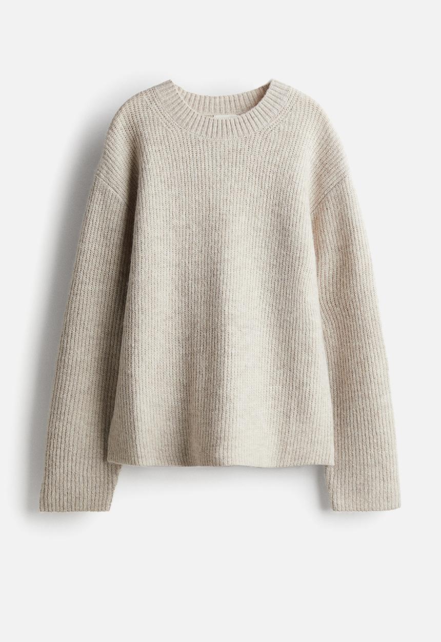 H&M - Rib-knit jumper - light beige marl 