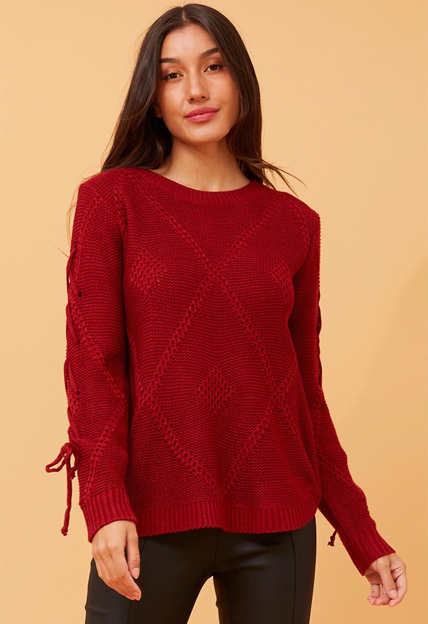 Stella Morgan - Crochet Knit Jersery - Red