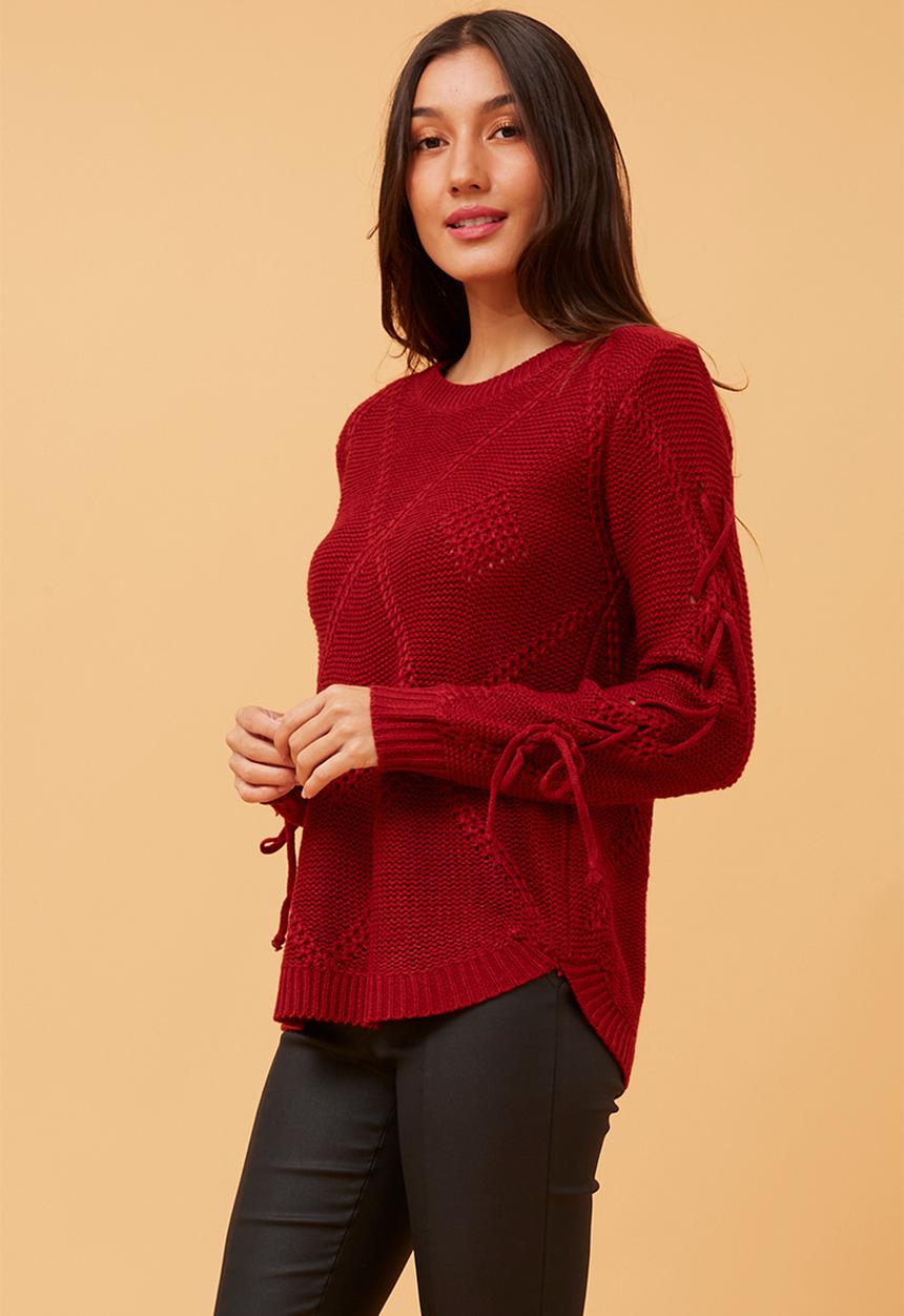 Stella Morgan - Crochet Knit Jersery - Red