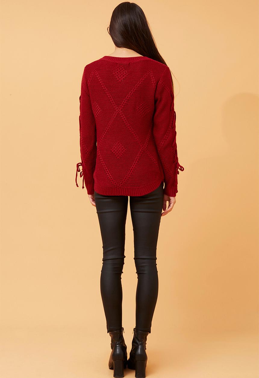 Stella Morgan - Crochet Knit Jersery - Red