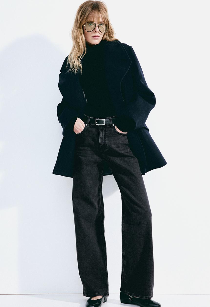 H&M - Wide high jeans - dark denim grey 
