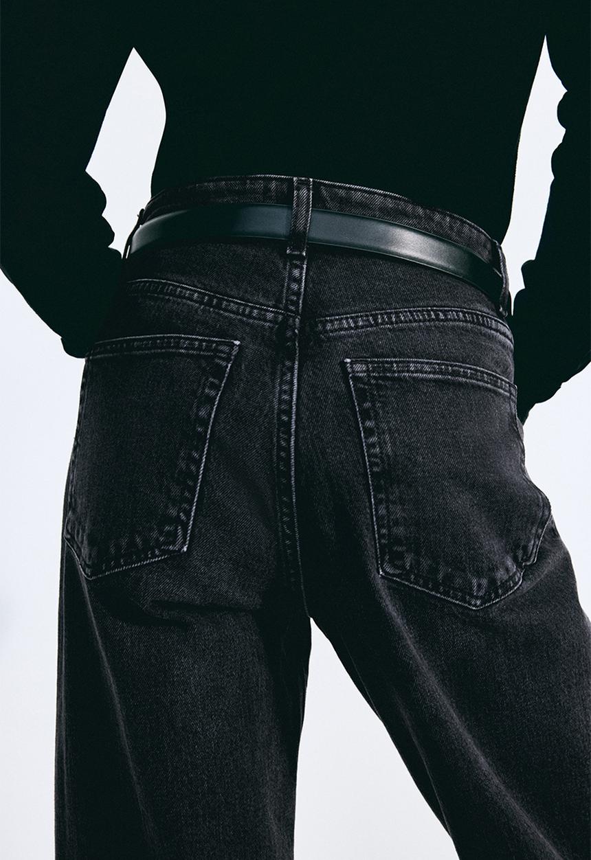 H&M - Wide high jeans - dark denim grey 
