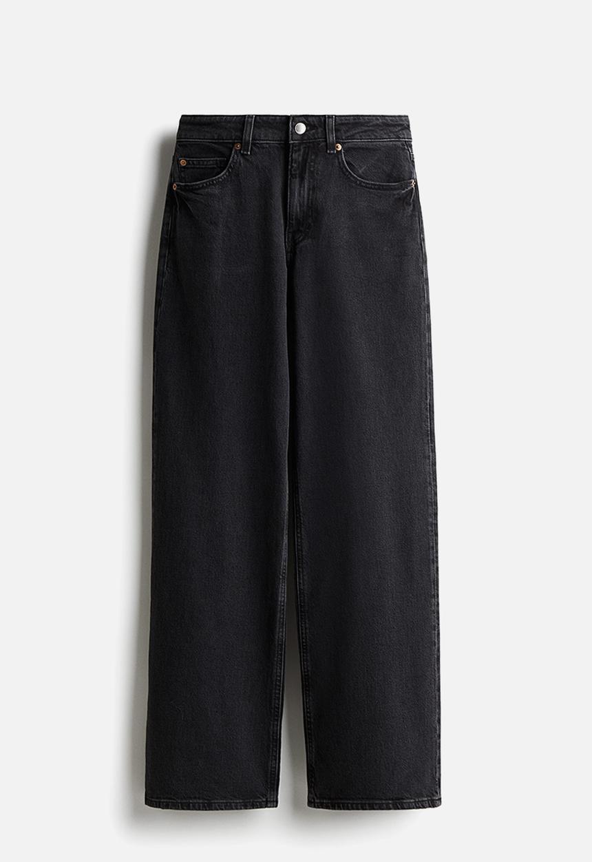 H&M - Wide high jeans - dark denim grey 