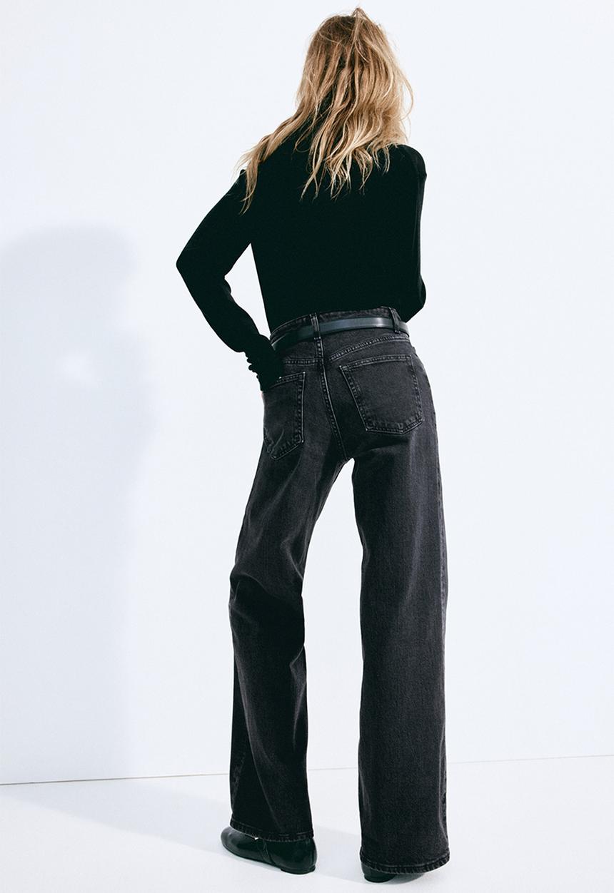 H&M - Wide high jeans - dark denim grey 