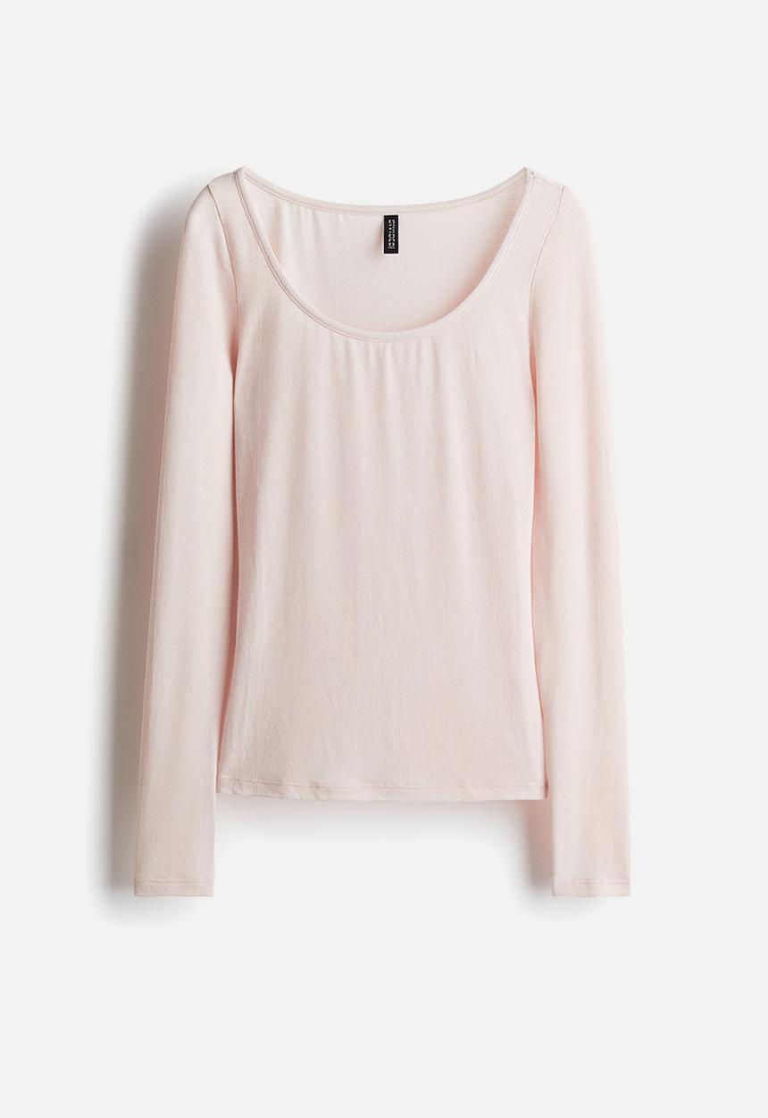 H&M - Scoop-neck top - light pink
