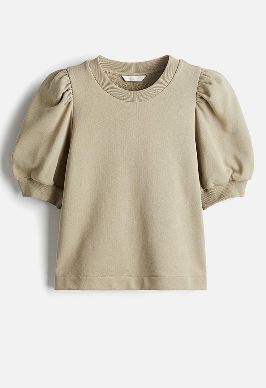 H&M - Puff-sleeved top -beige